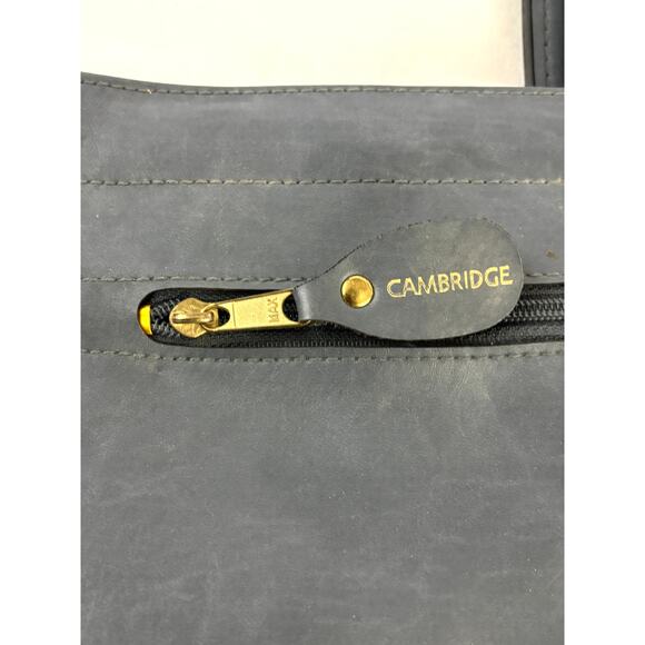 Vintage 90s Minimalist Gray-Blue Leather Structured Tote Work Bag YKK Zip - Picture 16 of 16